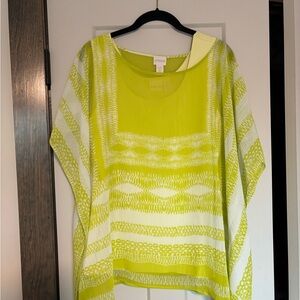 Chico's Vibrant Lime and Cream Top